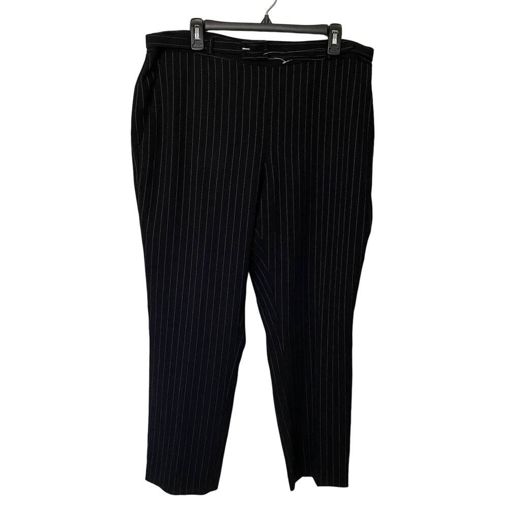 NEW Karl Lagerfeld Paris Wms Black Pinstripe Ankle Pants Size 16 Corpcore